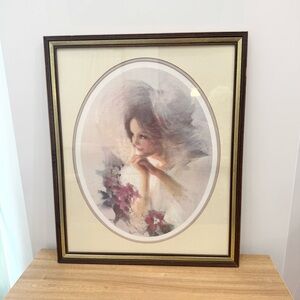Vintage Framed 1980 Homco Pastel Lithograph Print – Elegant Victorian Lady